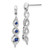 Image of 30mm 10k White Gold Diamond and Blue Sapphire 3 Stone Post Dangle Earrings
