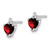 9mm Sterling Silver Rhodium-plated Heart Garnet and Diamond Post Earrings
