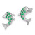 Image of 14mm Sterling Silver Rhodium-plated Emerald & Diamond Dolphin Post Earrings