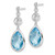 Image of 28mm Sterling Silver Rhodium-plated White and Blue Topaz Post Dangle Earrings