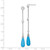 Image of 63mm Sterling Silver Rhodium-plated Simulated Turquoise and CZ Post Dangle Earrings