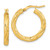 Image of 23.3mm 14K Yellow Gold 3mm Polished & Satin Diamond-cut Hoop Earrings