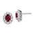 Image of 14K White Gold Lab Grown Diamond and Oval Created Ruby Fashion Earrings