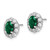 Image of 14K White Gold Lab Grown Diamond and Oval Created EmeraldFashion Earrings