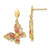 Image of 28mm 14K Yellow Gold Polished Diamond-cut Pink Enamel Butterfly Post Dangle Earrings