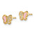 Image of 5.3mm 14K Yellow Gold Madi K CZ Pink Enamel Butterfly Post Earrings