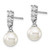 Image of 19.8mm Majestik Sterling Silver Rhodium-plated 8-9mm Simulated Pearl CZ Dangle Earrings