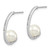Image of Majestic Sterling Silver Rhodium-plated 8-9mm White Simulated Pearl CZ J-Hoop Post Earrings