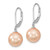 Image of 10-11mm Majestik Sterling Silver Rhodium-plated 10-11mm Pink Simulated Pearl Leverback Dangle Earrings