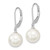 Image of 10-11mm Majestik Sterling Silver Rhodium-plated 10-11mm White Simulated Pearl Leverback Dangle Earrings