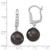 Image of Majestik Sterling Silver Rhodium-plated 10-11mm Black Simulated Pearl CZ Hinged Post Dangle Earrings