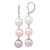 Image of Majestic Sterling Silver Rhodium-plated 10-11mm White Pink and Purple Simulated Pearl Leverback Dangle Earrings