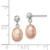 Image of 17mm Sterling Silver Rhodium-plated Polished Pink 7-8mm Freshwater Cultured Pearl Post Dangle Earrings