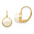 Image of 15mm 14K Yellow Gold 6-7mm White Button Freshwater Cultured Pearl Leverback Earrings XF265E