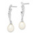 Image of 32.25mm Sterling Silver Rhodium-plated 7-8mm White Rice Freshwater Cultured Pearl CZ Earrings QE15210
