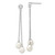 Image of 51mm Sterling Silver Rhodium-plated 6-7mm Rice Freshwater Cultured Pearl CZ Post Dangle Earrings QE13853