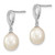 Image of 19mm Sterling Silver Rhodium-plated 8-9mm Rice Freshwater Cultured Pearl CZ Post Dangle Earrings QE13857