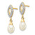 Image of 22mm 14K Yellow Gold 7x5mm White Teardrop Freshwater Cultured Pearl .01ctw Diamond Dangle Earrings XE2496AA