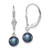 Image of 25mm Sterling Silver Rhodium-plated Polished 6-7mm Black Freshwater Cultured Pearl Leverback Dangle Earrings QE7704