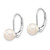 6-7mm 14K White Gold 6-7mm Round White Cultured Akoya Pearl Leverback Earrings