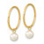 Image of 22.5mm 14K Yellow Gold 5-6mm Round White Freshwater Cultured Pearl Hoop Earrings