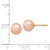 Image of 7-8mm 14K Yellow Gold 7-8mm Pink Round Freshwater Cultured Pearl Stud Post Earrings