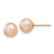 Image of 7-8mm 14K Yellow Gold 7-8mm Pink Round Freshwater Cultured Pearl Stud Post Earrings
