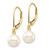 Image of 10k Yellow Gold 7-8mm White Round Freshwater Cultured Pearl Leverback Earrings
