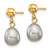 Image of 13mm 14K Yellow Gold 6-7mm Grey Rice Freshwater Cultured Pearl Dangle Post Earrings