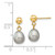 Image of 13mm 14K Yellow Gold 6-7mm Grey Rice Freshwater Cultured Pearl Dangle Post Earrings