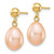 Image of 16mm 14K Yellow Gold 7-8mm Pink Rice Freshwater Cultured Pearl Dangle Post Earrings