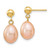 Image of 16mm 14K Yellow Gold 7-8mm Pink Rice Freshwater Cultured Pearl Dangle Post Earrings