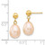 Image of 17mm 14K Yellow Gold 8-9mm Pink Rice Freshwater Cultured Pearl Dangle Post Earrings