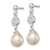 Image of 29mm Sterling Silver Polished Freshwater Cultured Pearl and CZ Post Dangle Earrings
