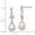 Image of 29mm Sterling Silver Polished Freshwater Cultured Pearl and CZ Post Dangle Earrings