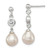 Image of 29mm Sterling Silver Polished Freshwater Cultured Pearl and CZ Post Dangle Earrings