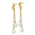 Image of 43mm 14K Yellow Gold 4-5mm White Rice Freshwater Cultured Pearl Dangle Post Earrings