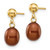 Image of 14mm 14K Yellow Gold 6-7mm Brown Rice Freshwater Cultured Pearl Dangle Post Earrings