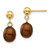 Image of 14mm 14K Yellow Gold 6-7mm Brown Rice Freshwater Cultured Pearl Dangle Post Earrings