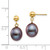 Image of 17mm 14K Yellow Gold 8-9mm Black Rice Freshwater Cultured Pearl Dangle Post Earrings