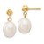 Image of 18mm 14K Yellow Gold 8-9mm White Rice Freshwater Cultured Pearl Dangle Post Earrings