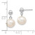 8-8.5mm 14k White Gold 8-8.5mm White Round Freshwater Cultured Pearl Dangle Post Earrings