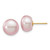 Image of 10-11mm 14K Yellow Gold 10-11mm Purple Button Freshwater Cultured Pearl Stud Post Earrings