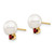 Image of 9.66mm 14K Yellow Gold 7-7.5mm White Round Freshwater Cultured Pearl Garnet Post Earrings