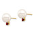 Image of 11.06mm 14K Yellow Gold 8-8.5mm White Round Freshwater Cultured Pearl Garnet Post Earrings