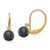 Image of 15mm 14K Yellow Gold 5-6mm Black Freshwater Cultured Pearl AA Diamond Leverback Earrings