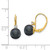 Image of 16mm 14K Yellow Gold 7-8mm Black Freshwater Cultured Pearl AA Diamond Leverback Earrings