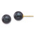 8-9mm 14K Yellow Gold 8-9mm Round Black Saltwater Akoya Cultured Pearl Stud Post Earrings
