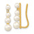 Image of 19mm 14K Yellow Gold 3-5mm Freshwater Cultured Pearl .016ctw Diamond Ear Climber Earrings