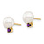Image of 9.84mm 14K Yellow Gold 7-7.5mm White Round Freshwater Cultured Pearl Amethyst Post Earrings